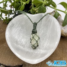 گردنبند سنگ راف کونزیت بافت مکرومه Kunzite