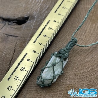 گردنبند سنگ راف کونزیت بافت مکرومه Kunzite