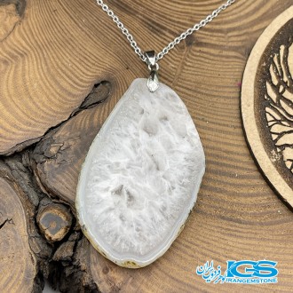 گردنبند سنگ کریستال کوارتز برزیل اسلایس Crystal Quartz