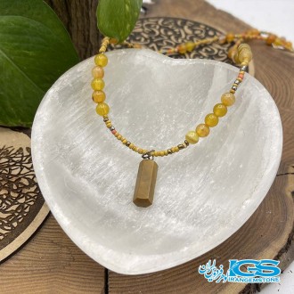 گردنبند سنگ عقیق زرد و سنگ جاسپر AGATE