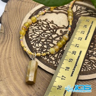گردنبند سنگ عقیق زرد و سنگ جاسپر AGATE