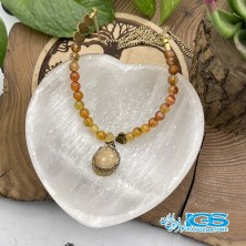 گردنبند سنگ عقیق کارنلین و سنگ  کریستال کوارتز carnelian
