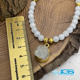 سنگ عقیق آبی با سنگ کریستال کوارتز جنس فلز ها استیل AGATE