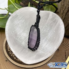 گردنبند سنگ فلوریت بنفش بافت مکرومه fluorite