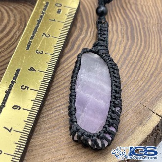گردنبند سنگ فلوریت بنفش بافت مکرومه fluorite