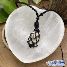 گردنبند سنگ پیریت راف مکرومه بافی Pyrite