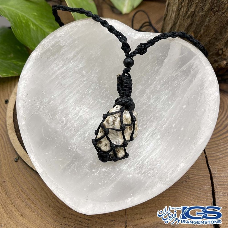 گردنبند سنگ پیریت راف مکرومه بافی Pyrite