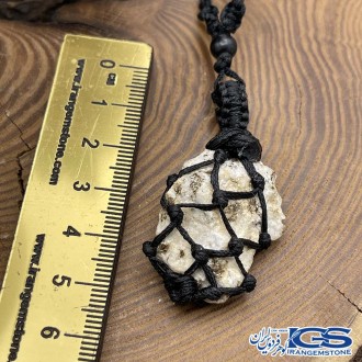 گردنبند سنگ پیریت راف مکرومه بافی Pyrite