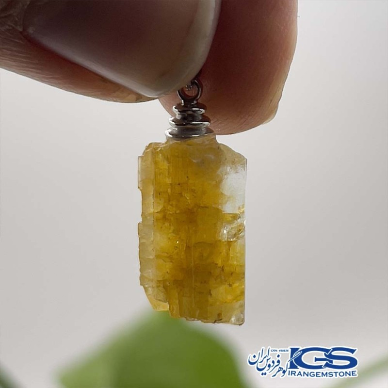 گردنبند سنگ آپاتیت زرد راف بدون زنجیر apatite
