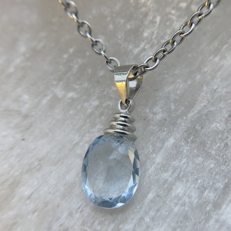 گردنبند سنگ توپاز آبی سویس Blue Topaz