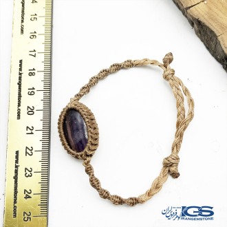 دستبند سنگ فلوریت رنگین کمان بافت مکرومه fluorite