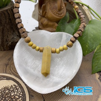 گردنبند  منشور جاسپر  با بند چوب صندلTiger Eye