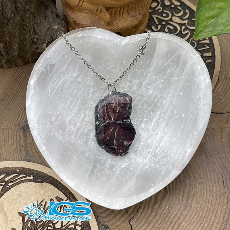 گردنبند سنگ گارنت سبز  Garnet نارسنگ بدون زنجیر