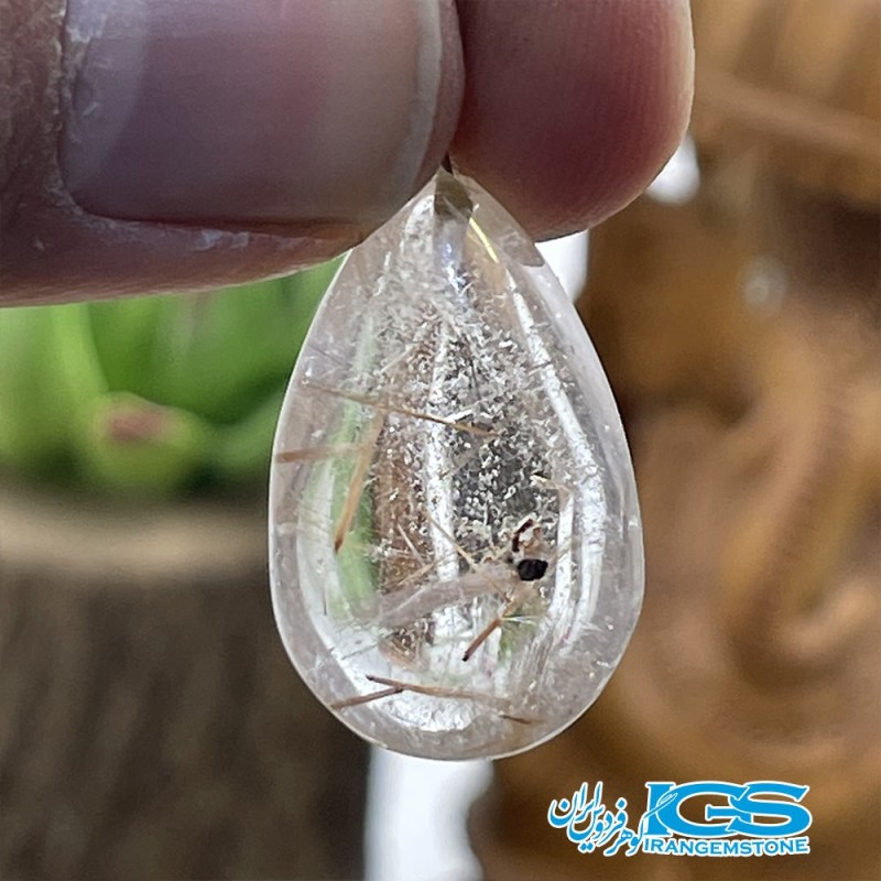 گردنبند سنگ طلایی کوارتز روتایل بدون بند rutile quartz