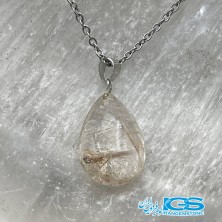 گردنبند سنگ طلایی کوارتز روتایل بدون بند rutile quartz