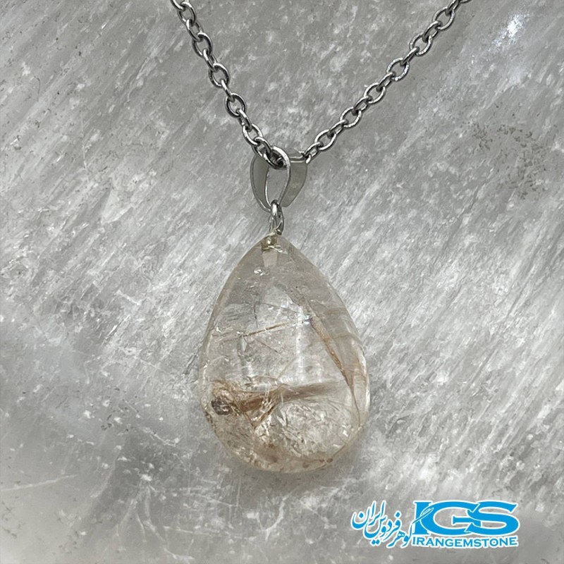 گردنبند سنگ طلایی کوارتز روتایل بدون بند rutile quartz