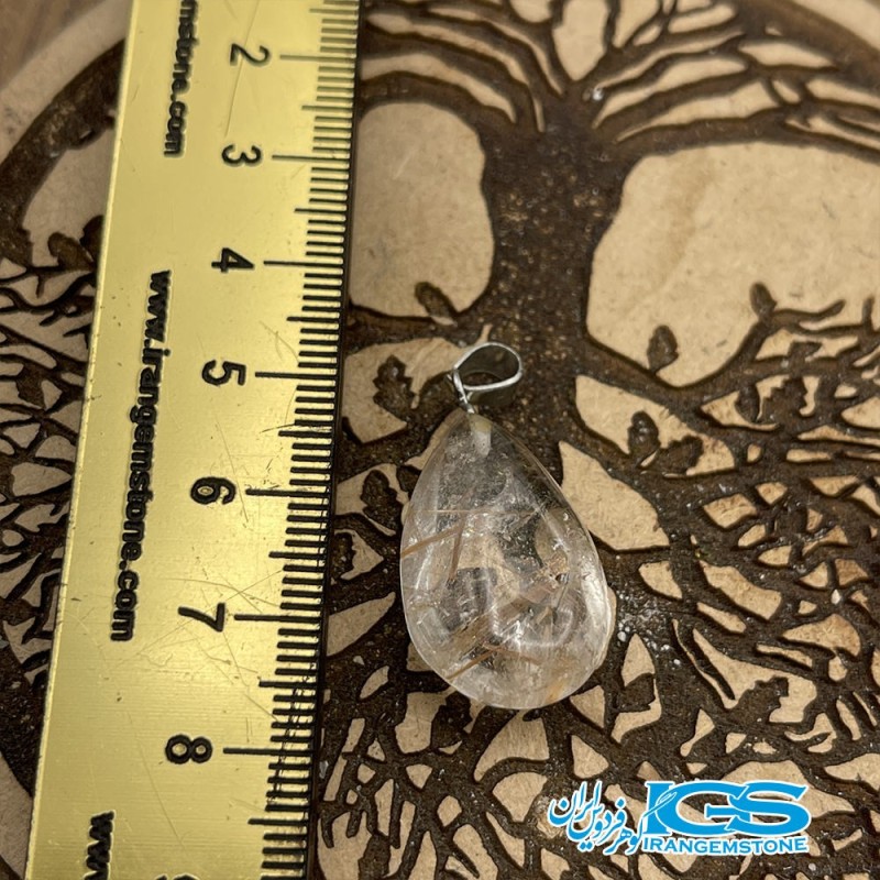 گردنبند سنگ طلایی کوارتز روتایل بدون بند rutile quartz