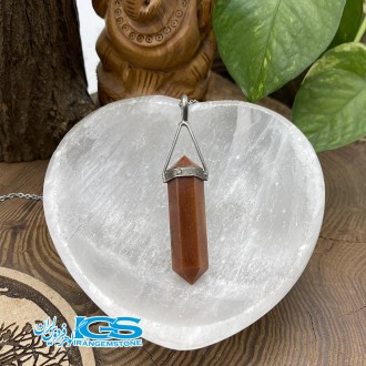 گردنبند منشور   پرانیک سنگ  (جید)   نارنجی  قلاب نقره بدون زنجیرjade
