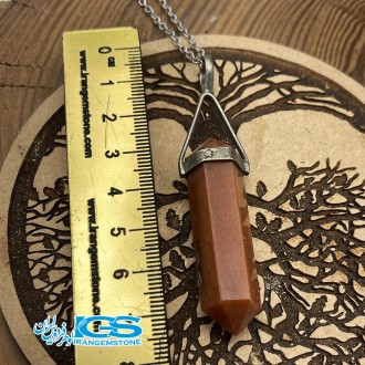 گردنبند منشور   پرانیک سنگ  (جید)   نارنجی  قلاب نقره بدون زنجیرjade