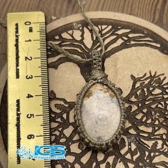 گردنبند سنگ رودونیت بافت مکرومه Rhodonite