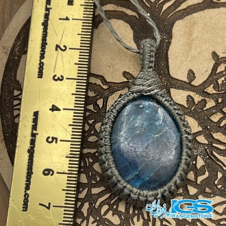گردنبند سنگ آپاتیت بافت مکرومه بافی apatite stone