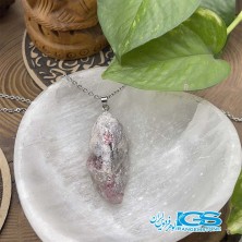 گردنبند سنگ لپیدولیت راف  بدون زنجبرLepidolite