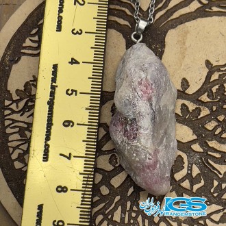 گردنبند سنگ لپیدولیت راف  بدون زنجبرLepidolite