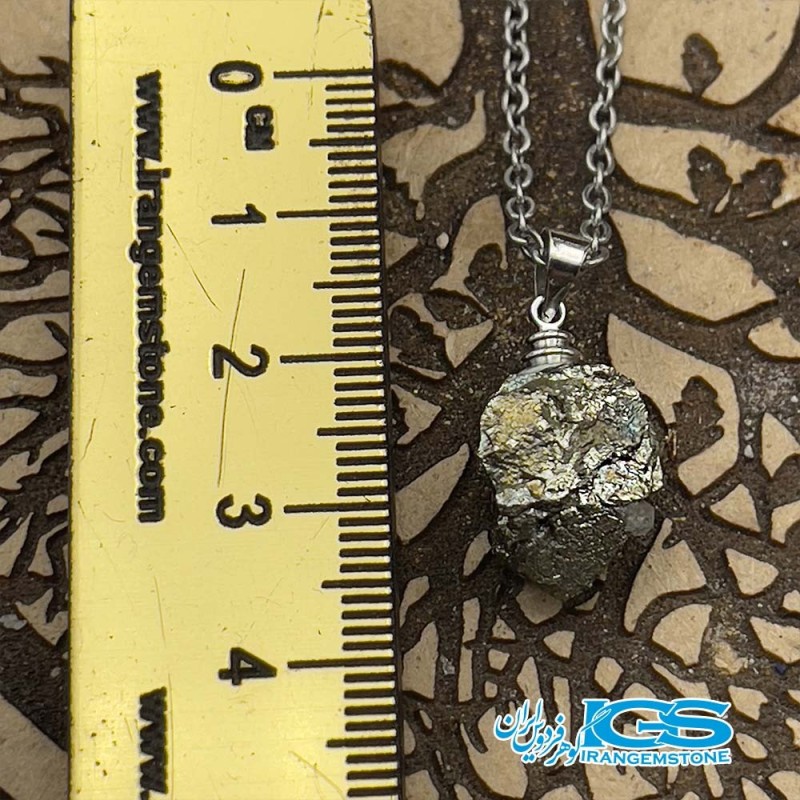 گردنبند سنگ پیریت راف بدون  زنجیر Pyrite