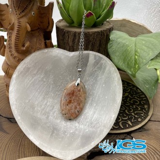 گردنبند سنگ خورشید سان استون  بدون زنجیر sunstone