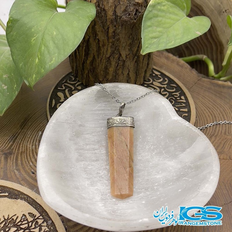 گردنبند منشور پرانیک سنگ (جید) زرد بدون زنجیرjade