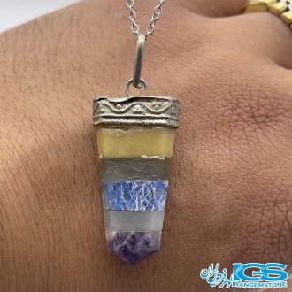 گردنبند منشور سنگ هفت چاکرا هندی بدون زنجیر seven chakra