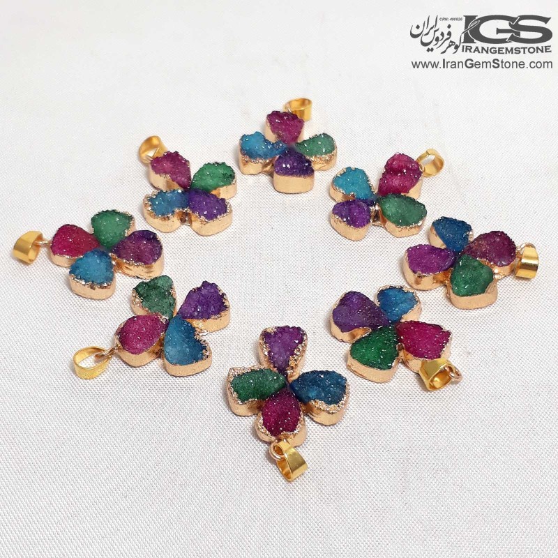 آویز راف کریستال کوارتز طرح گل Crystal Quartz