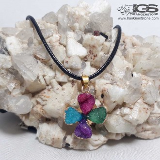 آویز راف کریستال کوارتز طرح گل Crystal Quartz