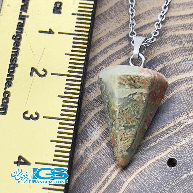گردنبند  شاقول سنگ اوناکیت  بدون زنجیر  Unakite