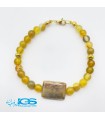 دستبند سنگ عقیق زرد و سنگ عقیق خزه ای agate