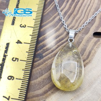 گردنبند سنگ طلایی کوارتز روتایل بدون بند rutile quartz