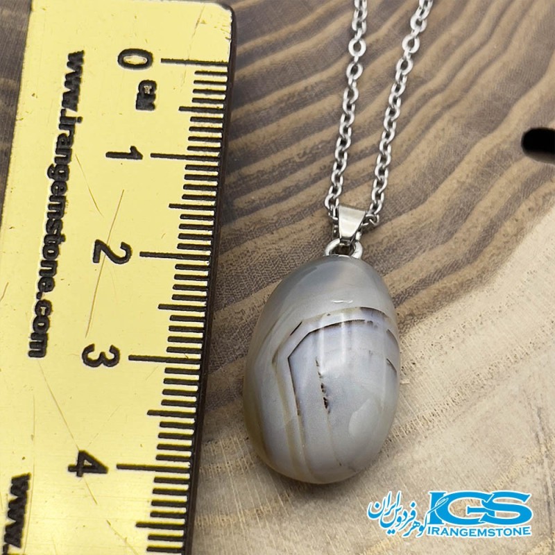 گردنبند سنگ عقیق سفید بدون زنجیر Agate