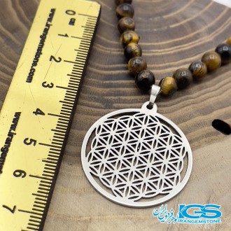 گردنبند سنگ چشم ببریل نماد گل زندگی