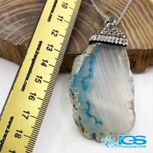 گردنبند سنگ عقیق آبی بدون بند