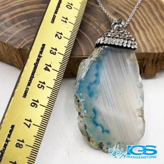 گردنبند سنگ عقیق آبی بدون بند