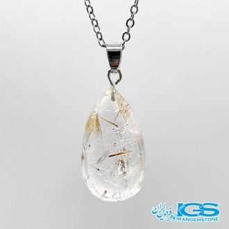 گردنبند سنگ طلایی کوارتز روتایل بدون بند