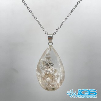 گردنبند سنگ کریستال کوارتز (درنجف) با بند