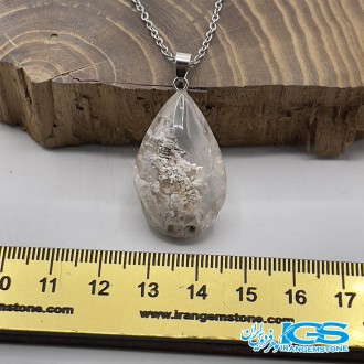 گردنبند سنگ کریستال کوارتز (درنجف) با بند