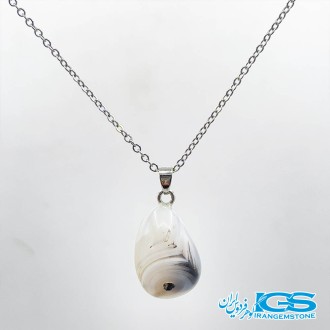 گردنبند سنگ عقیق سفید بدون زنجیر