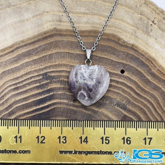 گردنبند سنگ قلب آمیتیست بدون زنجیر