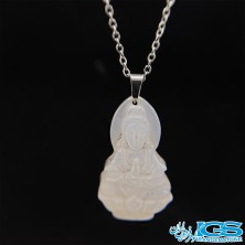 گردنبند سنگ عقیق سفید چین بدون زنجیر