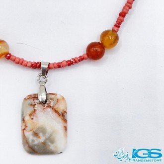 گردنبند عقیق کارنلین باسنگ جاسپر