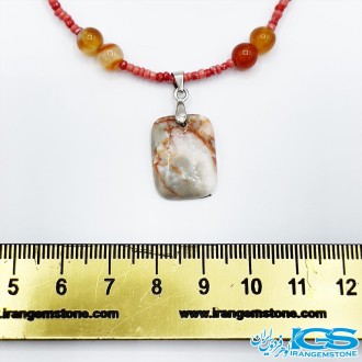 گردنبند عقیق کارنلین باسنگ جاسپر