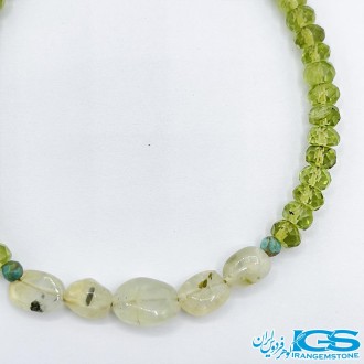 دستبند سنگ زبرجد پریدوت با سنگ پرهنیت