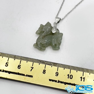 گردنبند سنگ یشم سبز طرح اژدها  بدون زنجیر